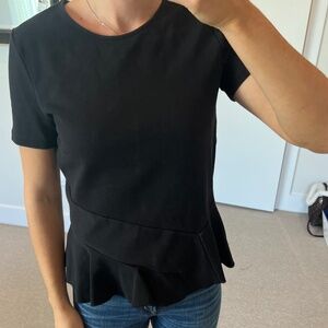 J CREW Peplum Jet Black Ponte Top Small